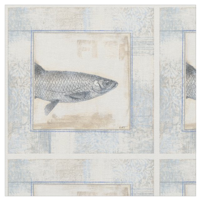 Tissu Poisson gris sur Arrière - plan beige (Fermer)