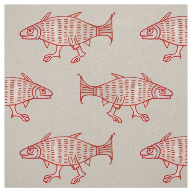 Tissu Poisson médiéval sur parchemin (Échantillon)