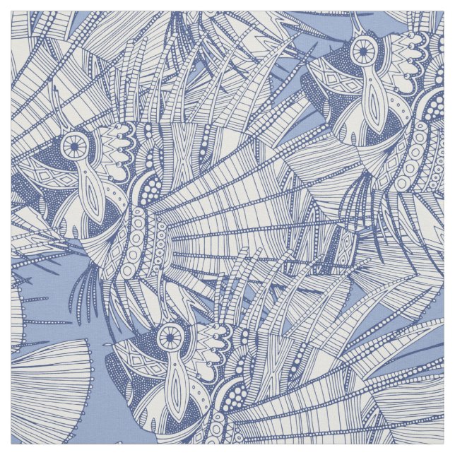 Tissu poisson mirage bleu (Échantillon)