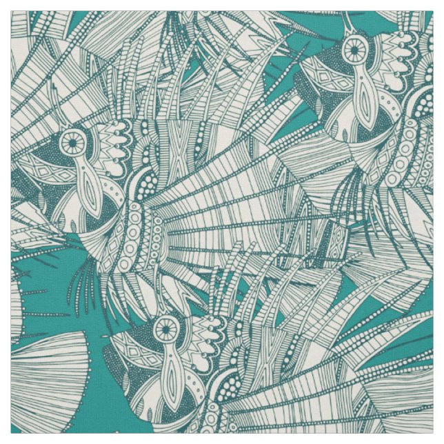 Tissu poisson mirage turquoise (Échantillon)