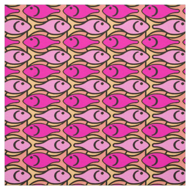 Tissu Poisson moderne du milieu du siècle, nuances de co (Échantillon)