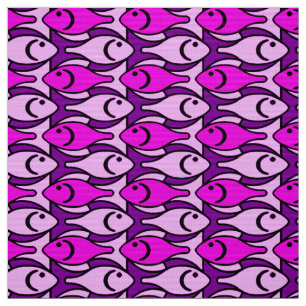 Tissu Poisson moderne du milieu du siècle, rose orchidée