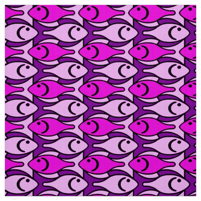 Tissu Poisson moderne du milieu du siècle, rose orchidée (Échantillon)