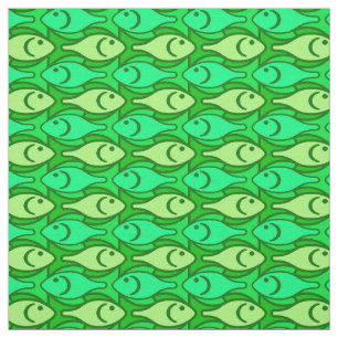Tissu Poisson moderne du milieu du siècle, tons vert cit