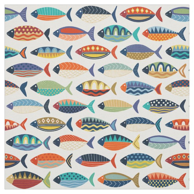 Tissu poisson rétro (Échantillon)