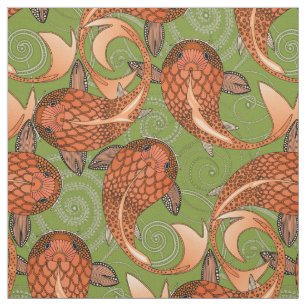 Tissu poisson vert paisley