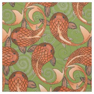 Tissu poisson vert paisley