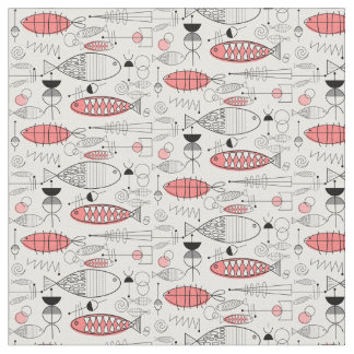 Tissu Poisson Whimsical Moderne Du Milieu Du Siècle Rose