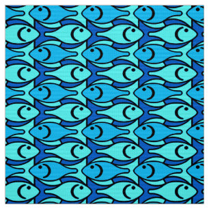 Tissu Poissons, turquoise et Aqua modernes de la moitié