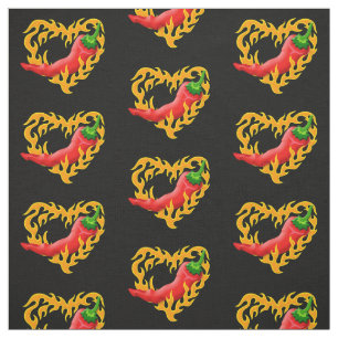 Tissu Poivre chili au coeur de flamme