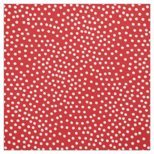 Tissu Polka Aléatoire Rouge Et Blanc Imprimé