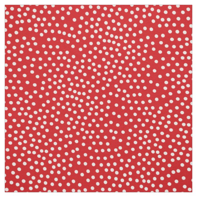 Tissu Polka Aléatoire Rouge Et Blanc Imprimé (Échantillon)