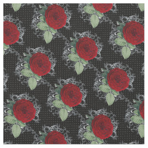 Tissu Polka Dot Rose Gothique Damask Fabric