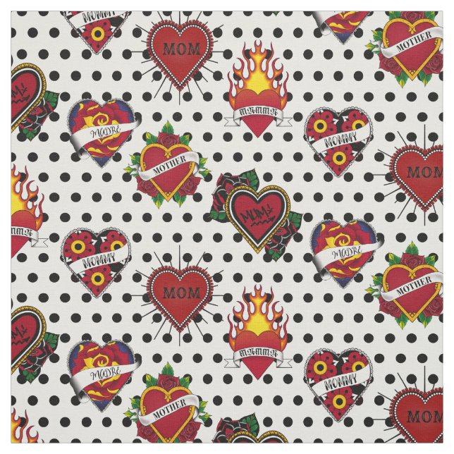 Tissu Polka Noir Dotée Maman Tattoo (Échantillon)