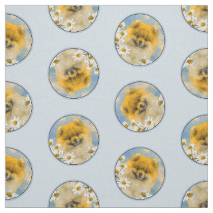 Tissu Poméranien dans les marguerites peindre l'art orig