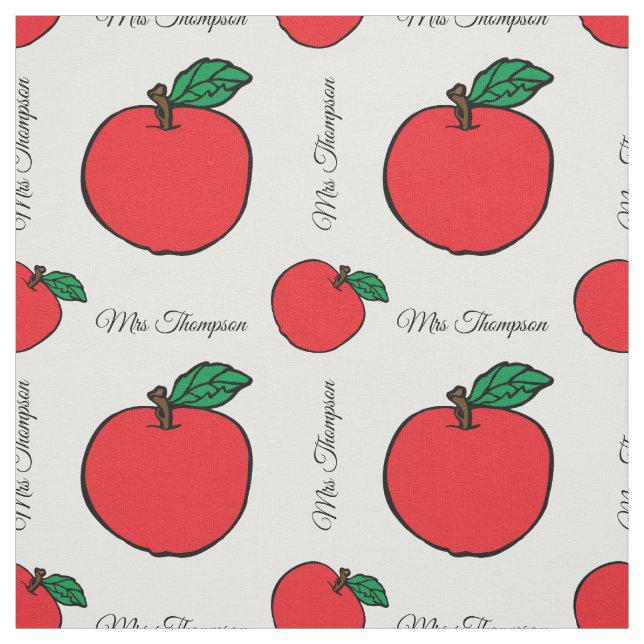 Tissu Pomme Rouge avec Nom de l'Enseignant au Yard (Échantillon)