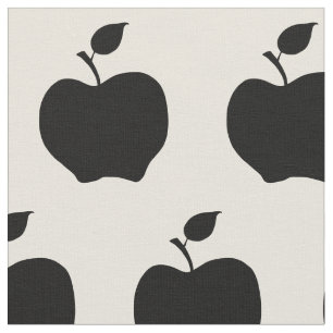 Tissu Pommes blanche et noire