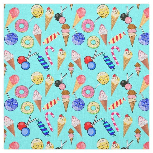 Tissu Pommes Lollipop crème glacée douce (Échantillon)