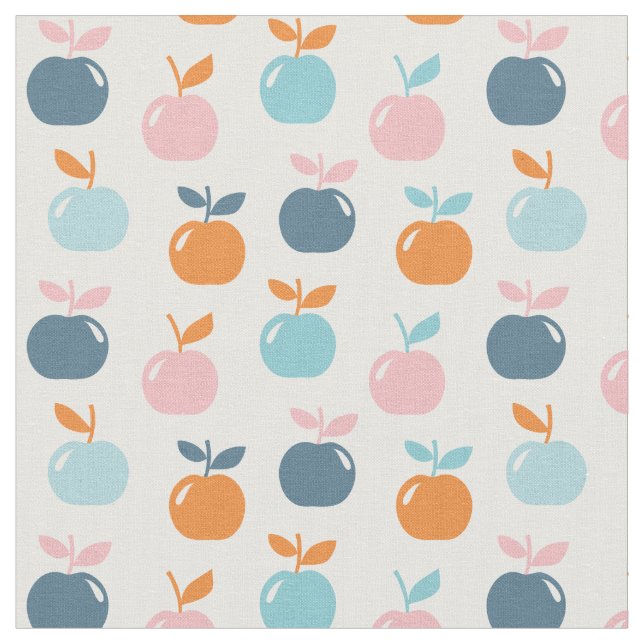 Tissu Pommes mignonnes sur blanc (Fermer)