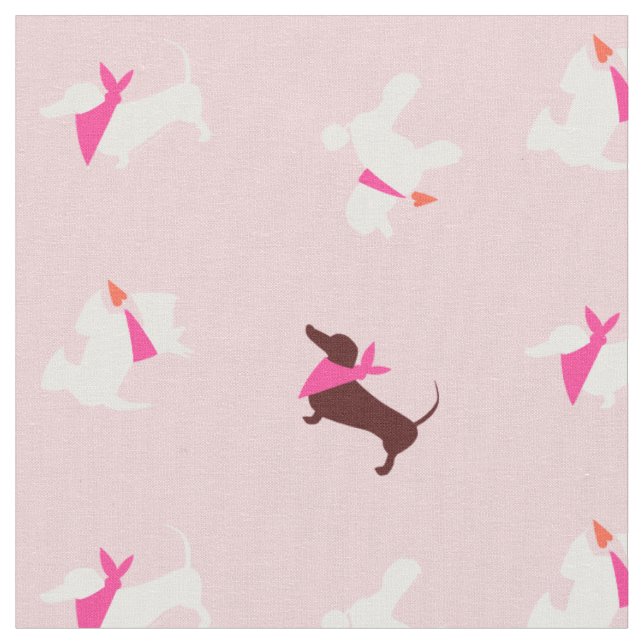 Tissu Pooches En Rose Bud (Fermer)