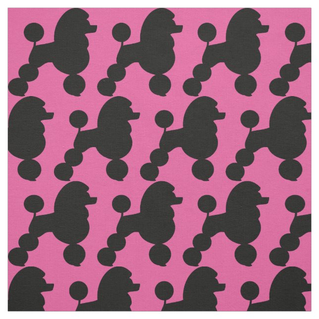 Tissu Poodle noir sur rose (Échantillon)