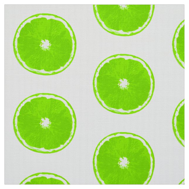 Tissu Pop Art Lime Slices - arrière - plan blanc (Échantillon)