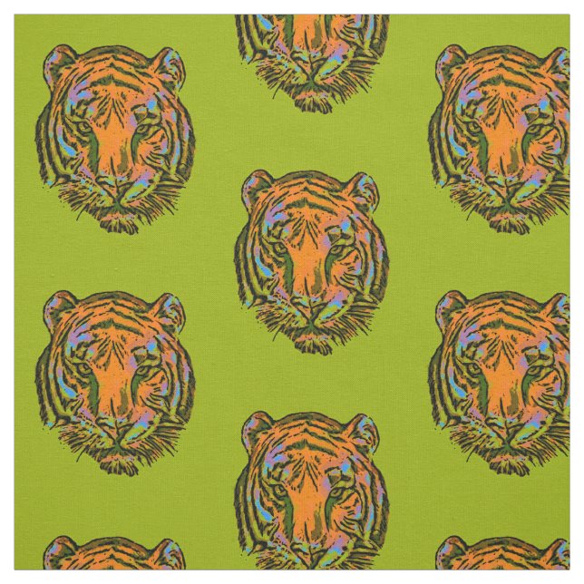 Tissu Pop Art TIGER HEAD + votre backgr. & idées (Échantillon)