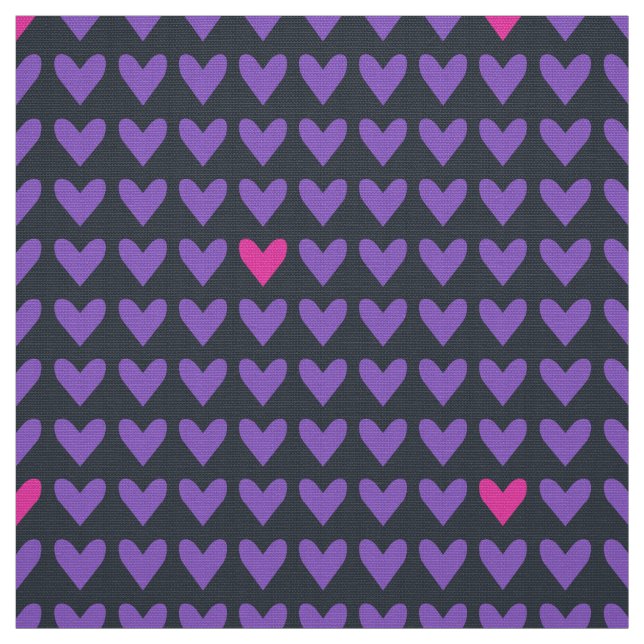 Tissu POPSTAR - Coeurs valentine violet et rose chaud (Échantillon)