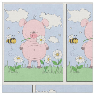 Tissu Porc mignon de bande dessinée