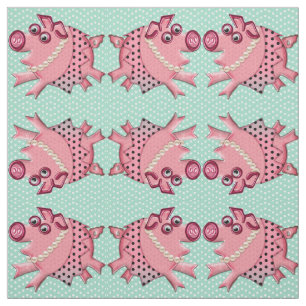 Tissu Porcin snob dans le rose sur le vert de lucite