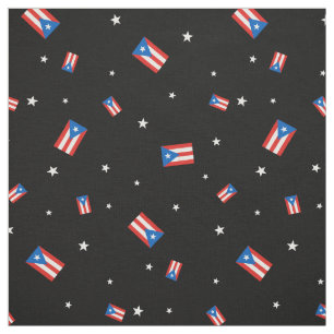 Tissu Portoricain: Drapeaux et étoiles noirs