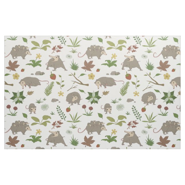 Tissu Possum dans un champ de Berry en blanc (Fat Quarter)