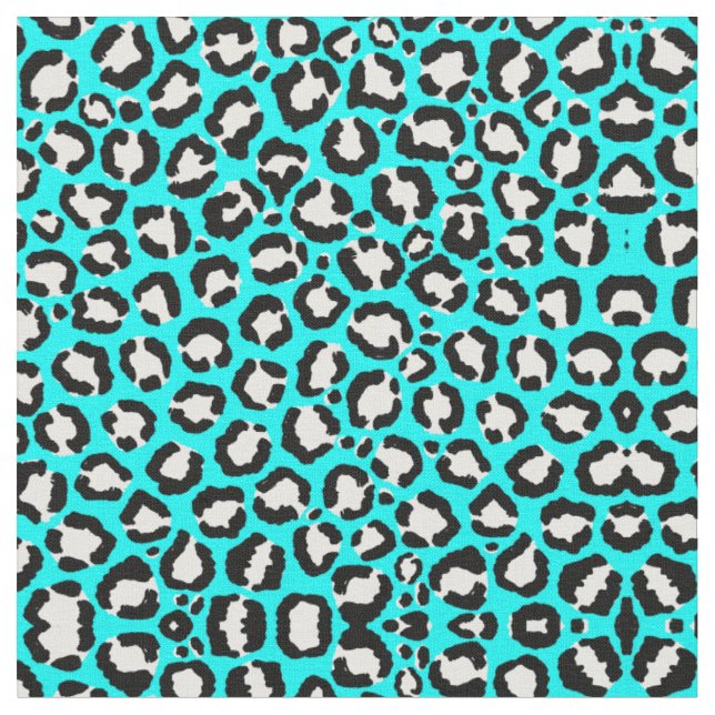 Tissu Poster de animal moderne Cyan Blue Leopard (Fermer)