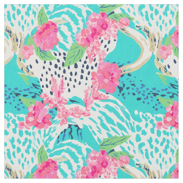 Tissu Poster de animal pastel avec fleurs (Fermer)