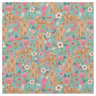 Tissu poule de jouet abricot vintage floral bleu