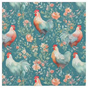 Tissu Poulets à l'aquarelle
