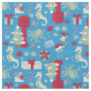 Tissu poulpe de noël océanique boîte aux lettres santa m