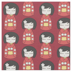 Tissu Poupée rouge de Kokeshi