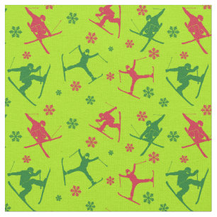Tissu Pour skieurs Ski Trucs Motif Lime Green Noël