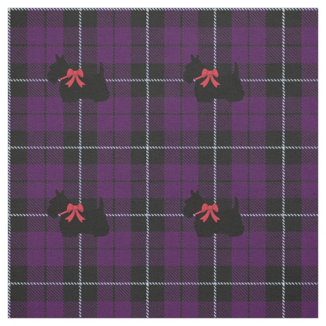 Tissu Pourpre/scottie noir de plaid rayure de la prune (Échantillon)