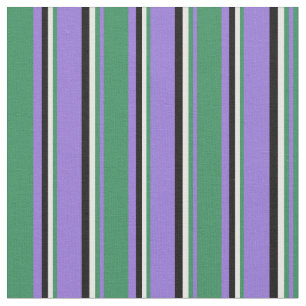 Tissu Pourpre, vert mer, crème à la menthe et noir