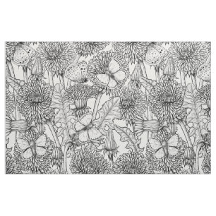 Tissu Pré Dandelion en noir et blanc