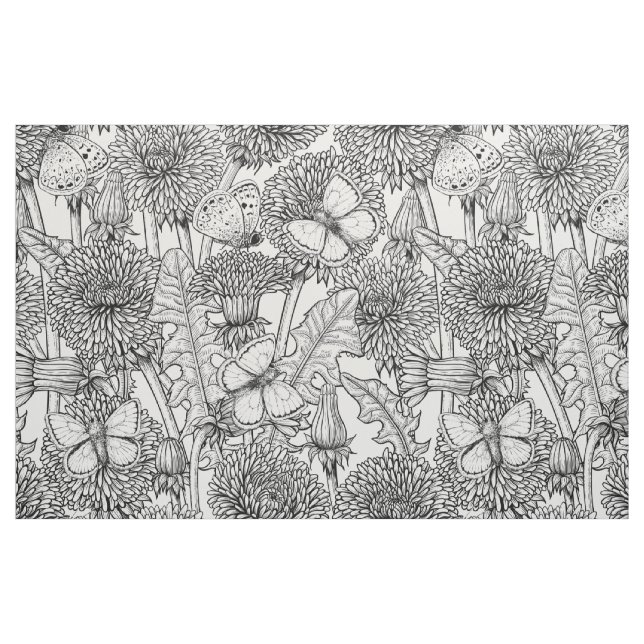 Tissu Pré Dandelion en noir et blanc (Fat Quarter)