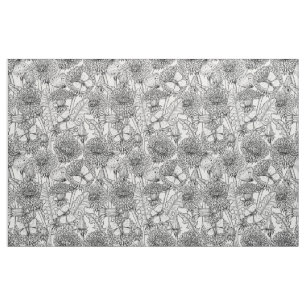 Tissu Pré Dandelion en noir et blanc