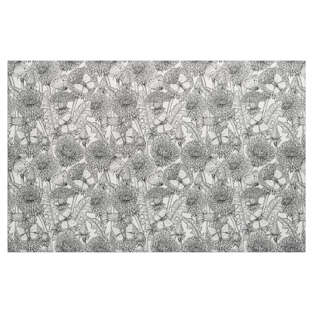 Tissu Pré Dandelion en noir et blanc (Fat Quarter)