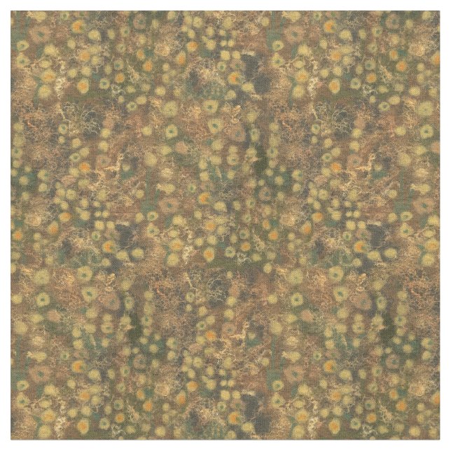 Tissu Pré doré, abstrait fleuri, vert olive jaune (Fermer)