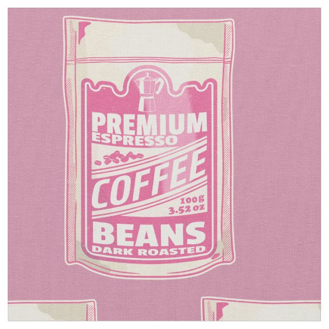 Tissu Premium espresso café haricots rose nourriture pop (Fermer)