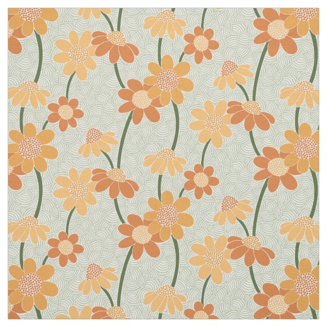 Tissu Pretty retro muted 1970 s flowers (Échantillon)