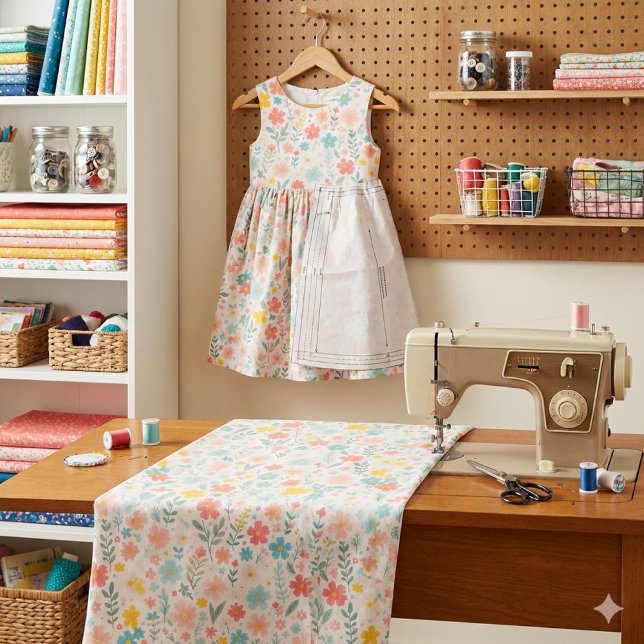 Tissu Pretty Spring Floral Craft  (Brighten your spring sewing with cheerful pastel floral fabric perfect for dresses, crafts and decor)