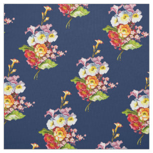 Tissu Primrose Vintage Élégant Marine Floral Pattern Ret